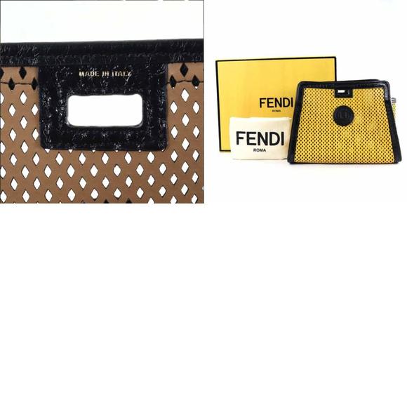Fendi FENDI Bag Cover Peek-A-Boo Small Leather Yellow x Black Unisex - Picture 5 of 5